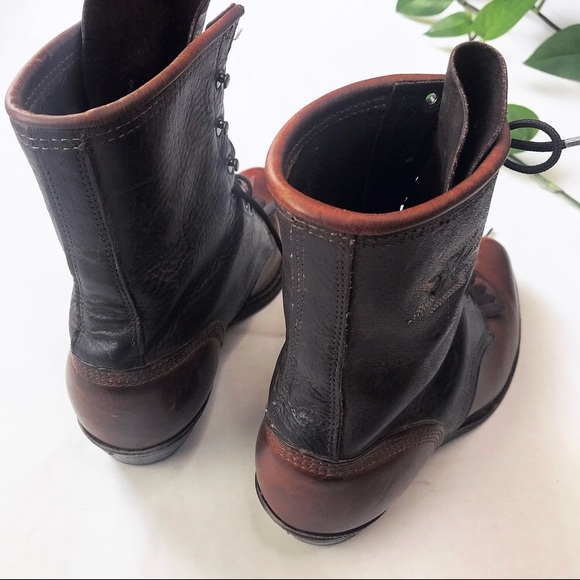 Vintage Western Embroidered Brown Victorian Cowboy Roper Boots - Picture 5 of 7